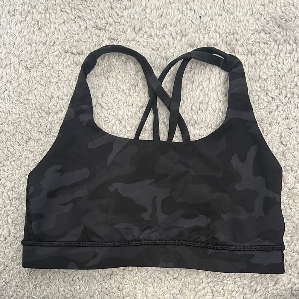 Lululemon Women's Black Camouflage Sports Bra